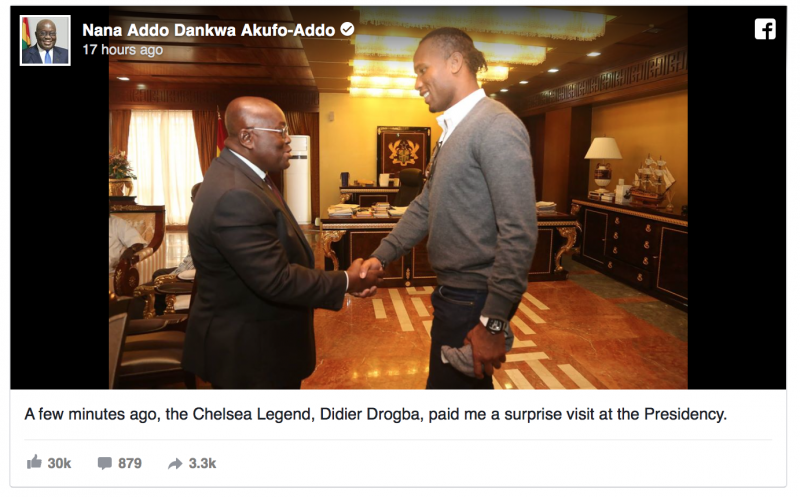 Chelsea legend Didier Drogba calls on Ghana President