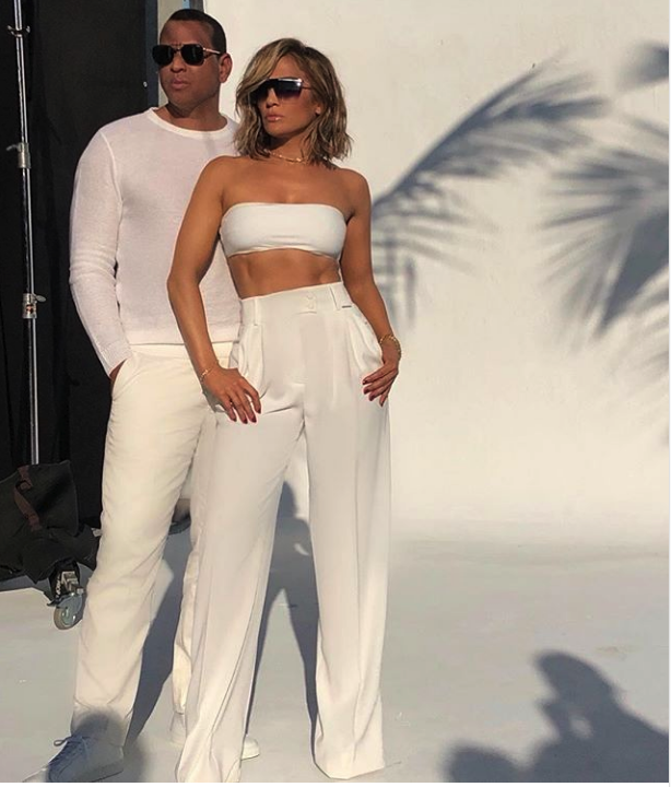 Standing All White Photo Of JLO And Alex