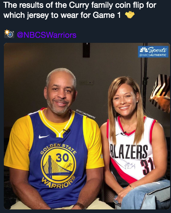 Curry parents flip coin to decide who roots for Blazers, Warriors