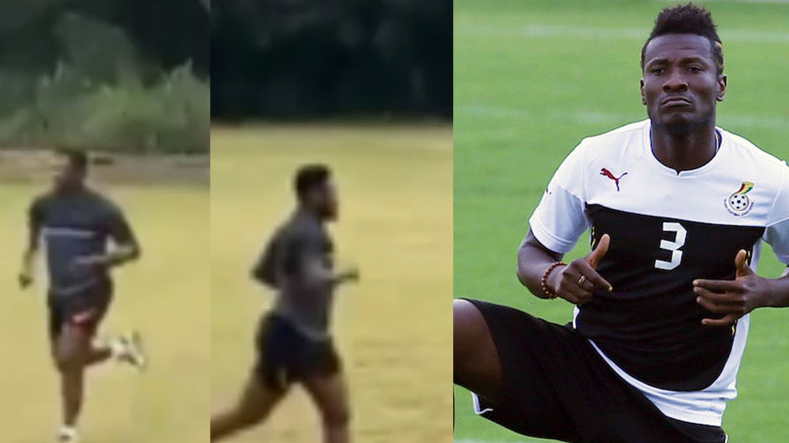 Asamoah Gyan captured training at Legon Park to regain full fitness [Video]