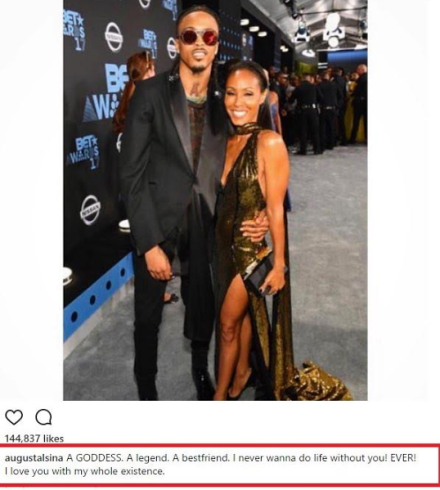 Fans get confused with August Alsina's new photo with Jada Pinkett Smith and weird caption