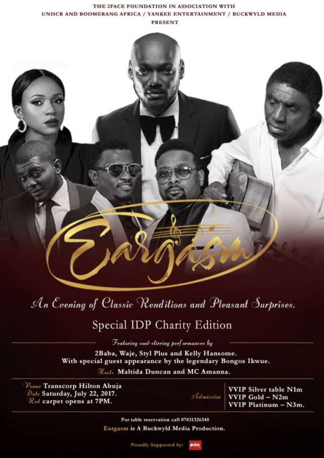 2Baba, Bongos Ikwue, Waje to perform at IDP charity concert in Abuja