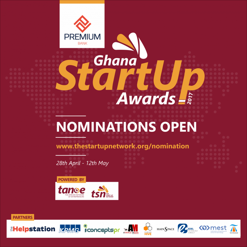 Nominations Open for the 2017 Premium Bank Ghana Startup Awards