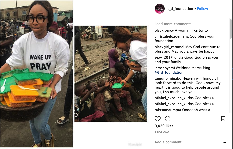 Tonto Dikeh: Feeding The Homeless Childresn +Photo