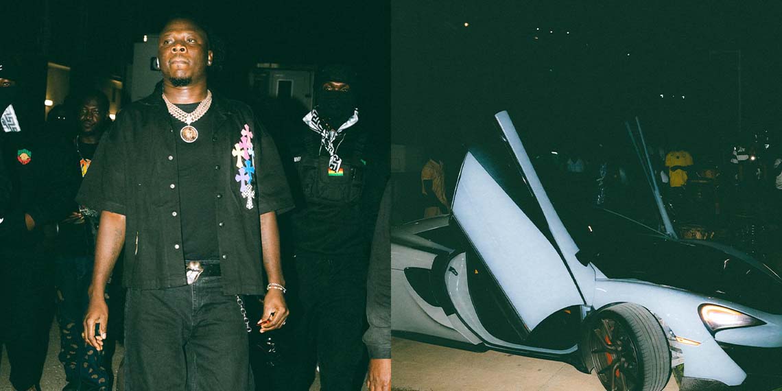 Stonebwoy arrival in a white McLaren at the University of Ghana Stadium for the 24th Senior Africa Athletics Championship