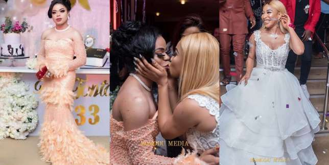Social media reacts to viral photo of Tonto Dikeh kissing Bobrisky