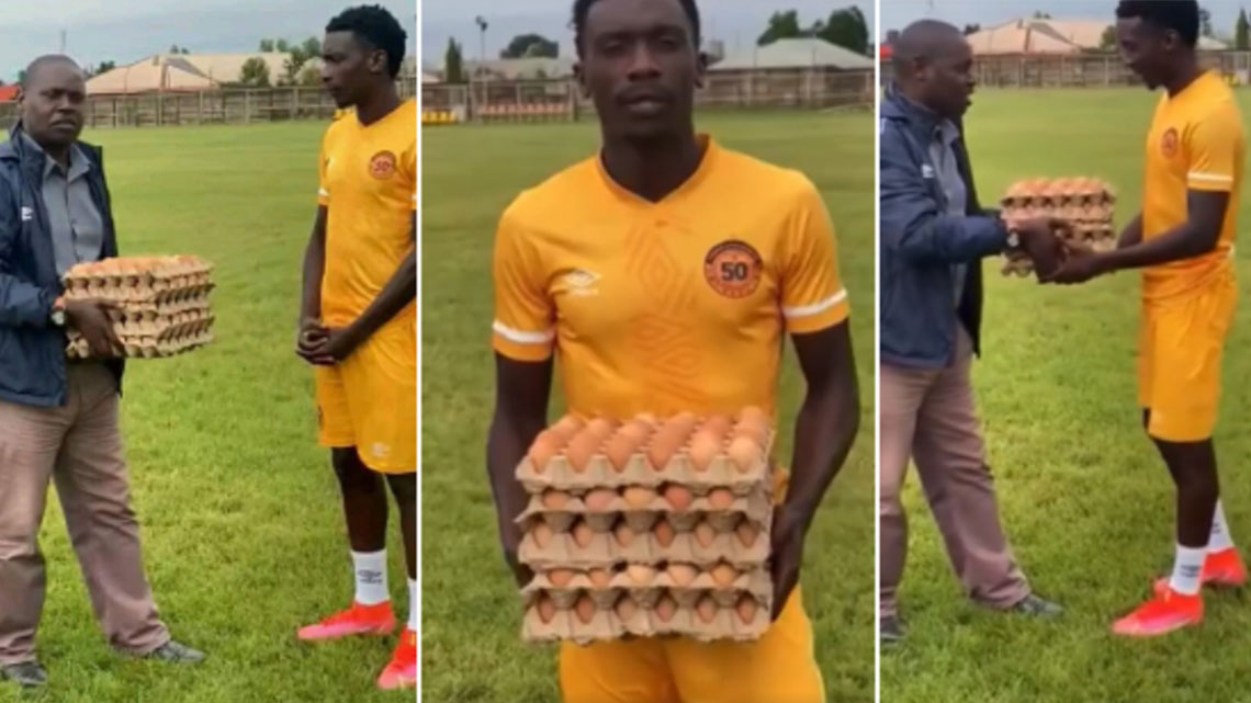 The best player of the match receives 5 bowls of eggs in his honour in Zambia